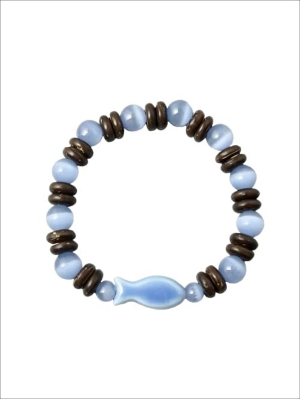 Fish Charm Beaded Stretch Bracelet for Women, Coastal Casual Jewelry